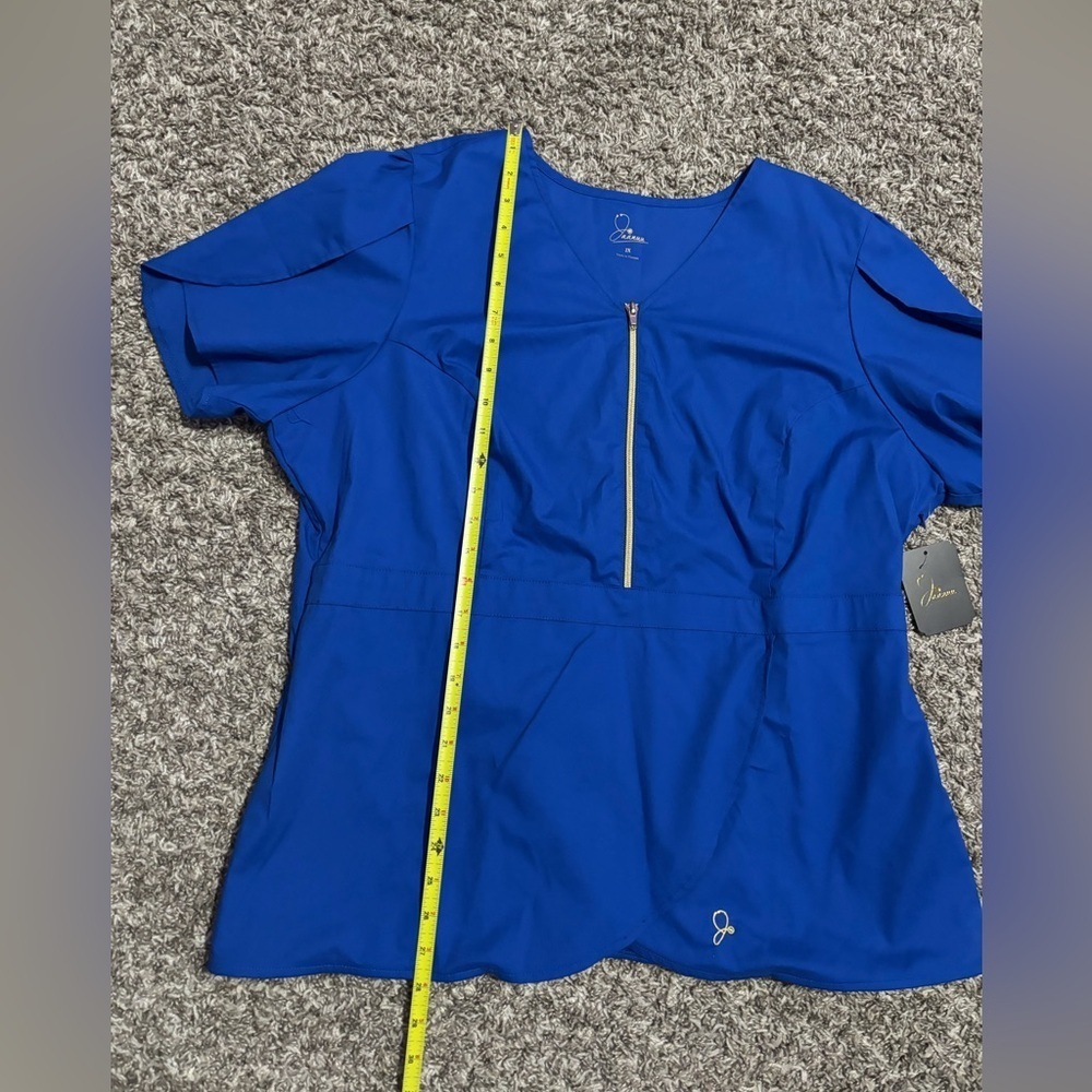 Jaanuu Women's Blue Zip-Front Scrub - Picture 3 of 9